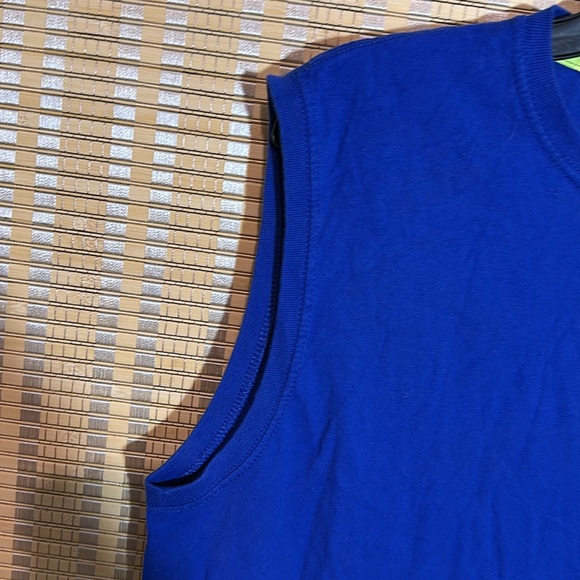 Fruit of the Loom Platinum Bright Blue Tank Top Lime Green Trim Men's Medium - Picture 4 of 13